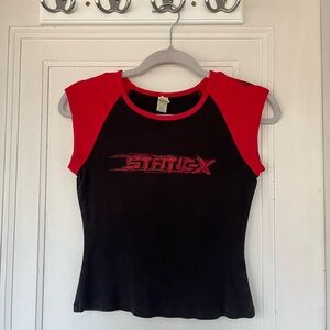 Kavio Red and Black Cap Sleeve Top